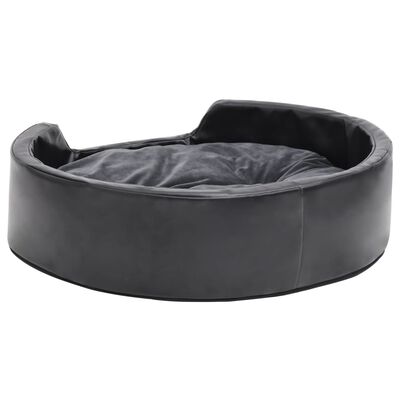 vidaXL Кучешко легло, черно-сиво, 69x59x19 см, плюш и изкуствена кожа