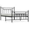 vidaXL Метална рамка за легло с горна и долна табла, черна, 107x203 см