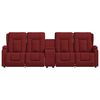 vidaXL 4-местен масажен реклайнер с държачи за чаши виненочервен плат