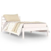 vidaXL Рамка за легло, борово дърво масив, 90х200 см, бяла