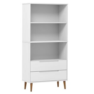 vidaXL Етажерка за книги MOLDE бяла 85x35x170,5 см масивно дърво бор
