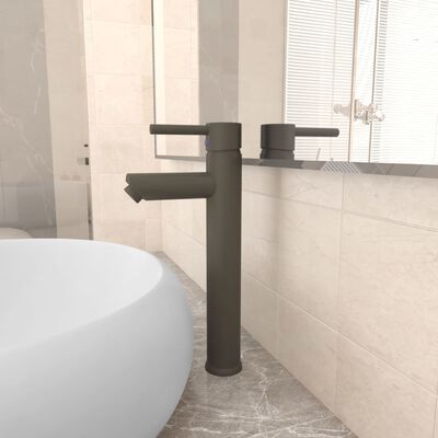 vidaXL Смесител за баня, сив, 12х30 см
