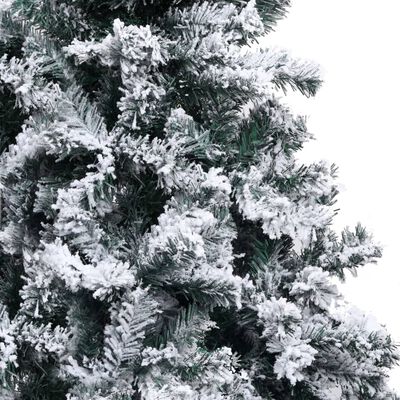 vidaXL Изкуствена коледна елха с флокиран сняг, зелена, 210 см, PVC
