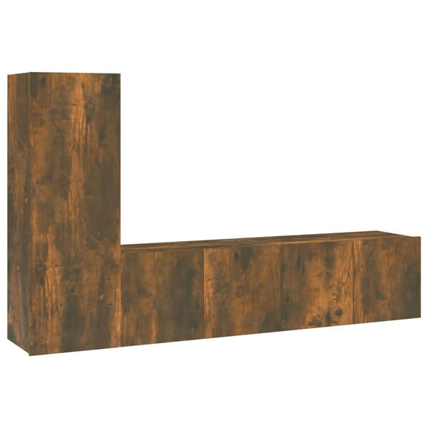 vidaXL Комплект ТВ шкафове от 3 части, опушен дъб, инженерно дърво