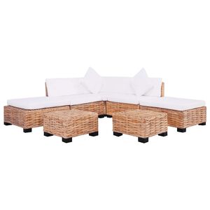 vidaXL Комплект мека мебел, 18 части, естествен ратан