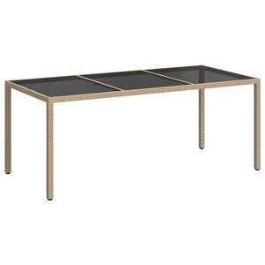 vidaXL Градинска маса бежова 190x90x75 см закалено стъкло и полиратан
