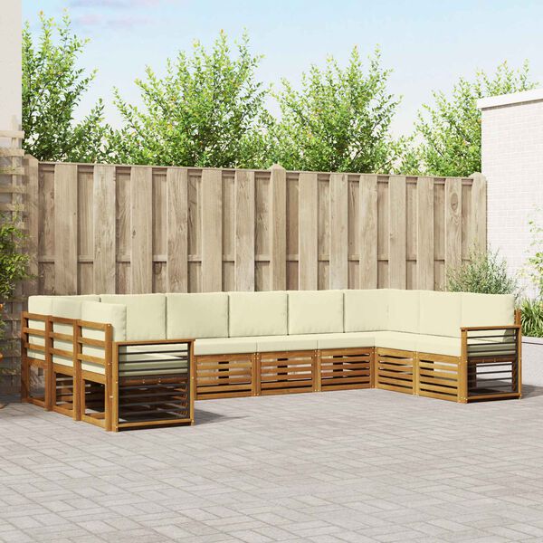 vidaXL Комплект секционен диван с възглавница 10 pcs Натурален и Крема