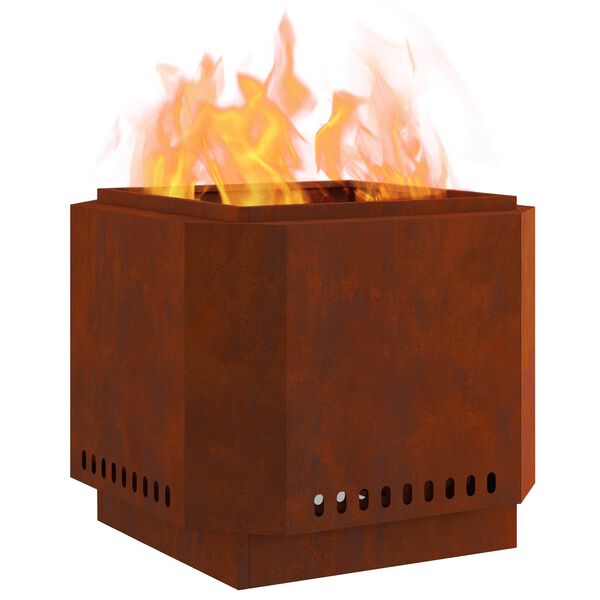 vidaXL Бездимна камина Кафяво 58 x 58 x 51 см Патинираща стомана