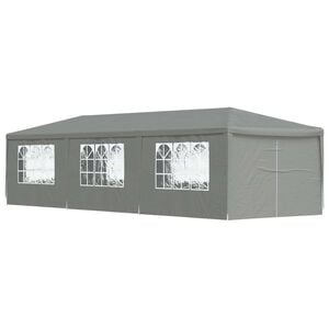 vidaXL Парти шатър 900 x 300 x 255 см Светлосиво Полиетилен и стомана