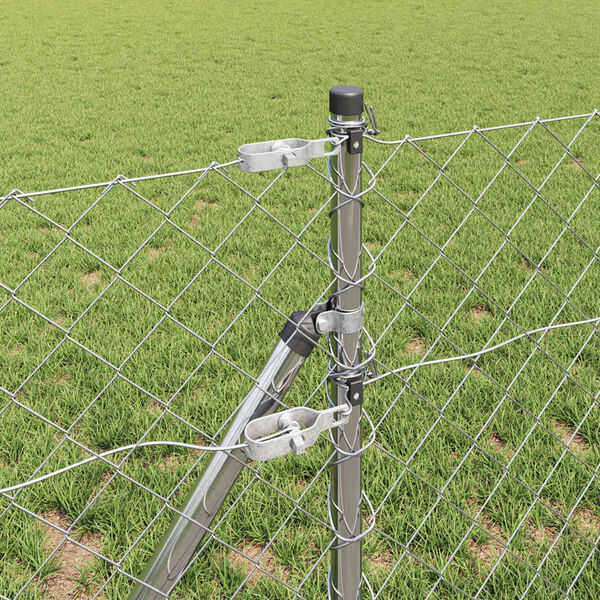 vidaXL Стълб за ограда. Сребрист 10 x 0,4 м (60 x 60 мм мрежа) Стомана