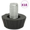 315594 vidaXL Adjustable Furniture Feet M8 18 pcs Black