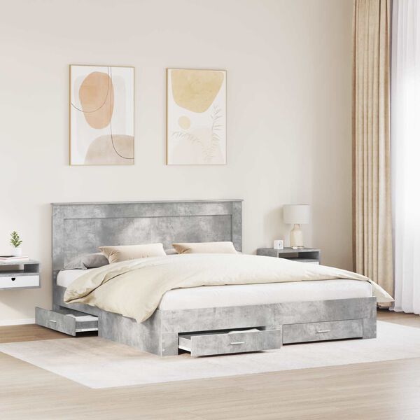 vidaXL Рамка за легло с чекмедже с таблото Инженерно дърво