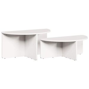 vidaXL Масичка за кафе 2 бр. Бяло 79 x 39,5 x 40 см Борово дърво масив