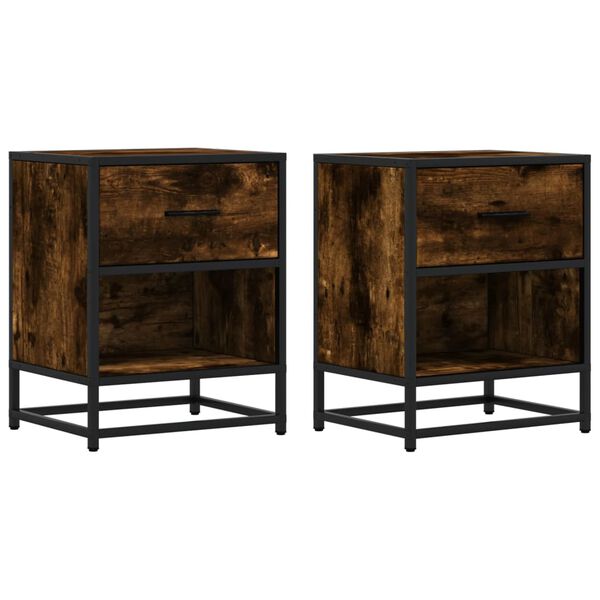 vidaXL Нощни шкафчета, 2 бр, опушен дъб, 40x31x50 см, инженерно дърво