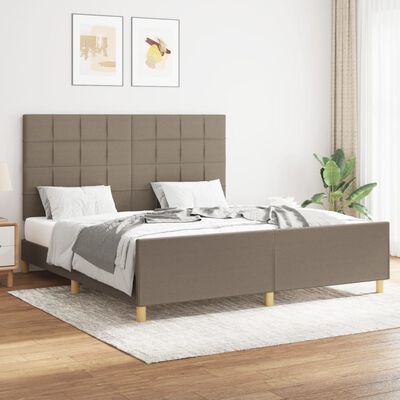 vidaXL Рамка за легло с табла, таупе,160x200 см, плат