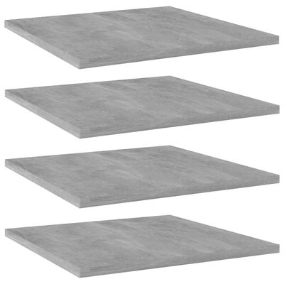 vidaXL Рафтове за етажерка, 4 бр, бетонно сиви, 40x40x1,5 см, ПДЧ