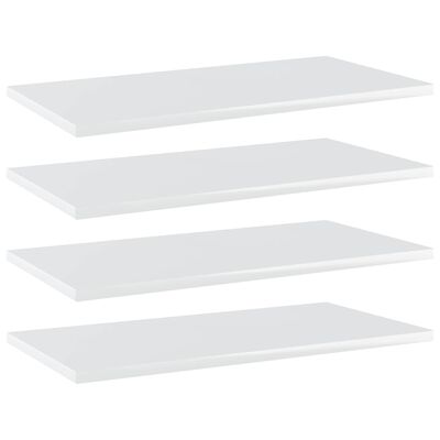 vidaXL Рафтове за етажерка, 4 бр, бял гланц, 60x30x1,5 см, ПДЧ