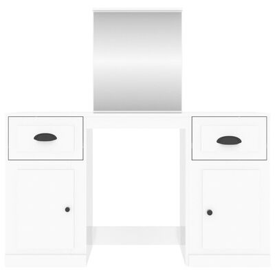 vidaXL Тоалетка с огледало бял гланц 130x50x132,5 см