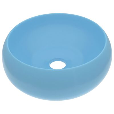 vidaXL Луксозна кръгла мивка, матово светлосиня, 40x15 см, керамика