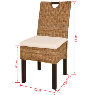 vidaXL Трапезни столове, 6 броя, кубу ратан, мангова дървесина