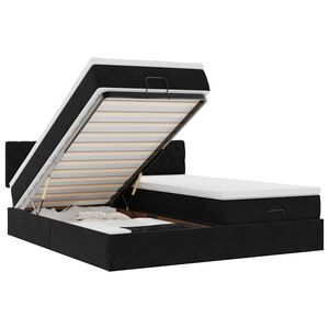 vidaXL Османска легло с матраци и LED, черно, 180x200 см, кадифе