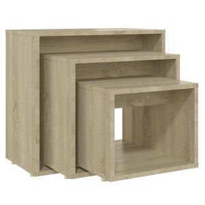 vidaXL Стифиращи маси, 3 бр, дъб сонома, ПДЧ