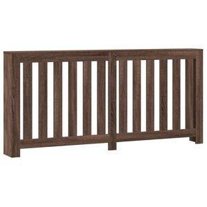 vidaXL Капак за радиатор, кафяв дъб, 175x20x82 см, инженерно дърво