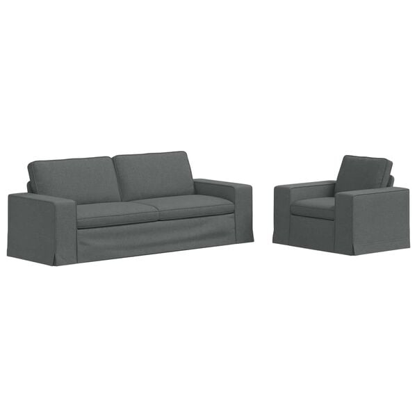 vidaXL Комплект дивани 2 pcs Тъмен сив 182 x 80 x 82 см текстил