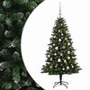 vidaXL Изкуствена коледна елха с топки 150 см 150 LED светодиода