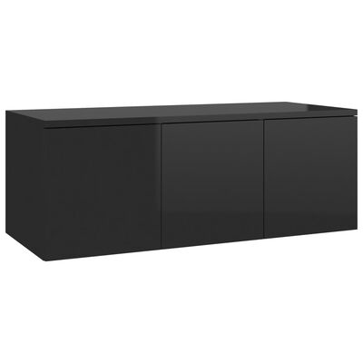 vidaXL ТВ шкаф, черен гланц, 80x34x30 см, ПДЧ