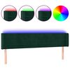 vidaXL LED горна табла за легло, тъмнозелена, 183x16x78/88 см, кадифе