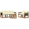 vidaXL Комплект дивани за открито 6 pcs Натурален и Крема