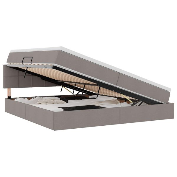 vidaXL Легло с място за съхранение и матрак Таупе 200 x 200 cm