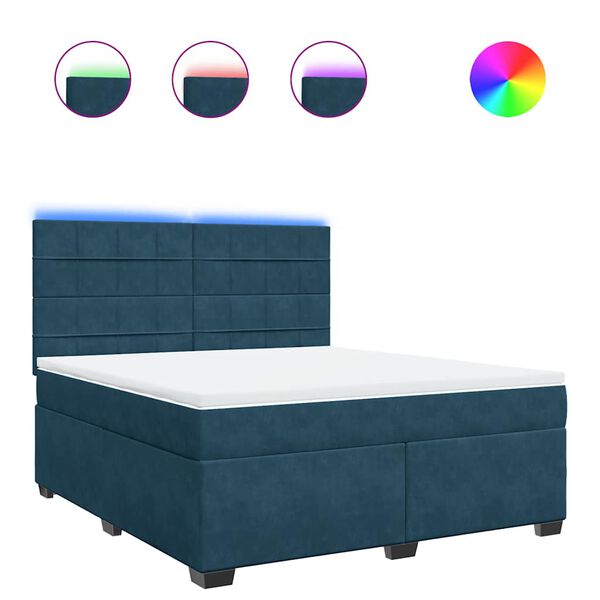 vidaXL Боксспринг легло с матрак, синьо, 180x200 см, кадифе