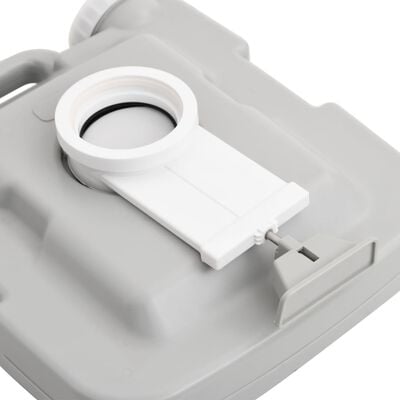 vidaXL Преносима къмпинг тоалетна, сиво и бяло, 10+10 л, HDPE