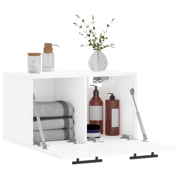 vidaXL Стенен шкаф, бял гланц, 60x36,5x35 см, инженерно дърво