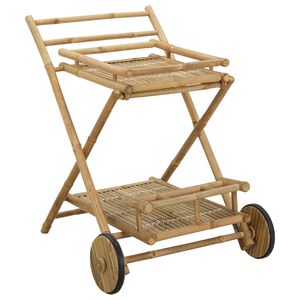 vidaXL Сервизна количка с колела Натурално 79 x 67,5 x 84 см Бамбук