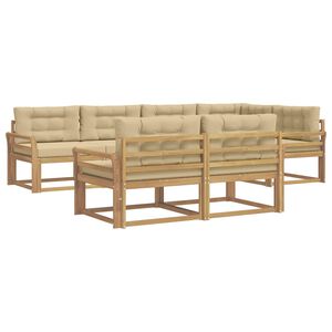 vidaXL Комплект дивани за открито 6 pcs Бяло и Бежово Полиестер
