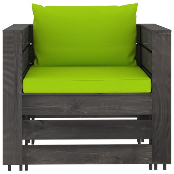 vidaXL Градински лаундж комплект 6 части възглавници сива импрегнация