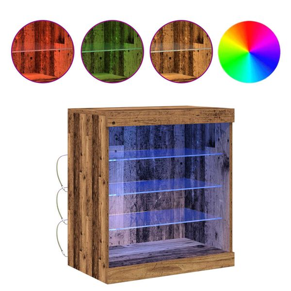 vidaXL LED конзолна маса Старо дърво 60,5 x 37 x 67 см Инженерно дърво