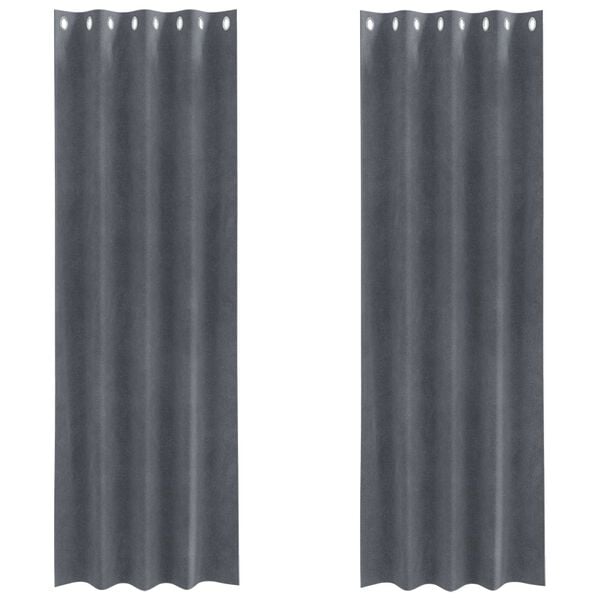 vidaXL Затъмняващи завеси 2 pcs Светлосиво 140 x 225 cm Кадифе