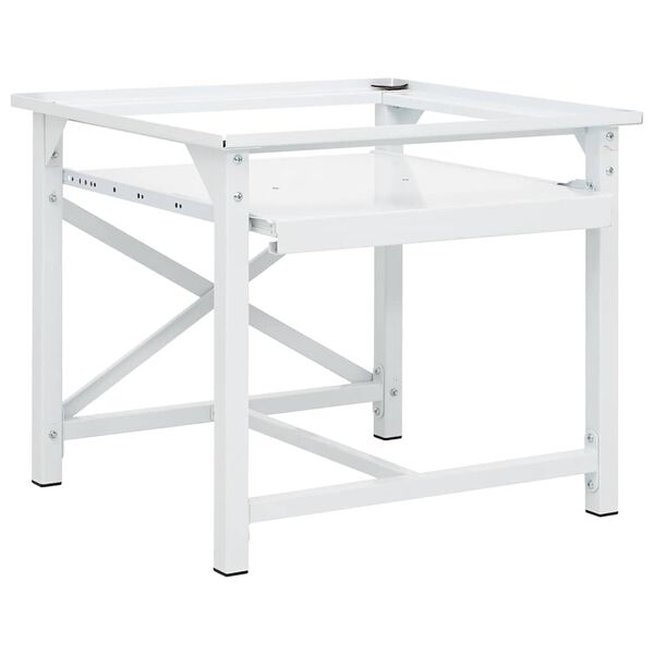 vidaXL Поставка за пералня с издърпващ се рафт, бяла