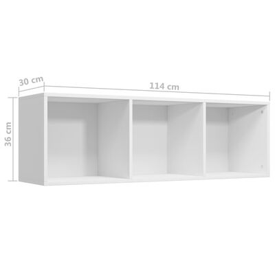 vidaXL Библиотека/ТВ шкаф, бяла, 36x30x114 см, ПДЧ