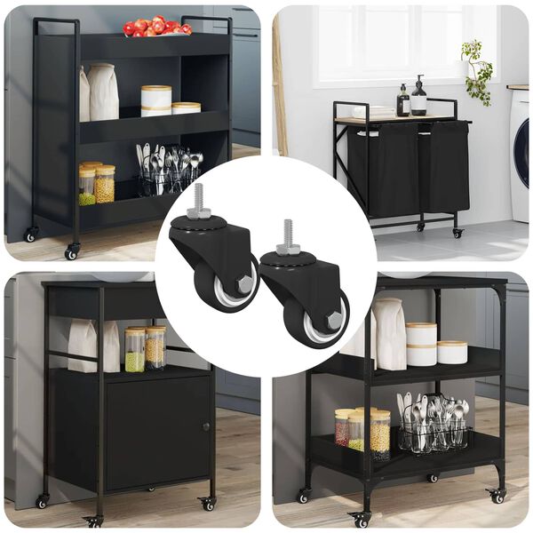 vidaXL Въртящо се колело 2 pcs Черно 40,4 x 40,4 x 19,7 мм