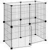 vidaXL Клетка за животни с врата, 12 панела, черна, 70x35x70 см, стомана