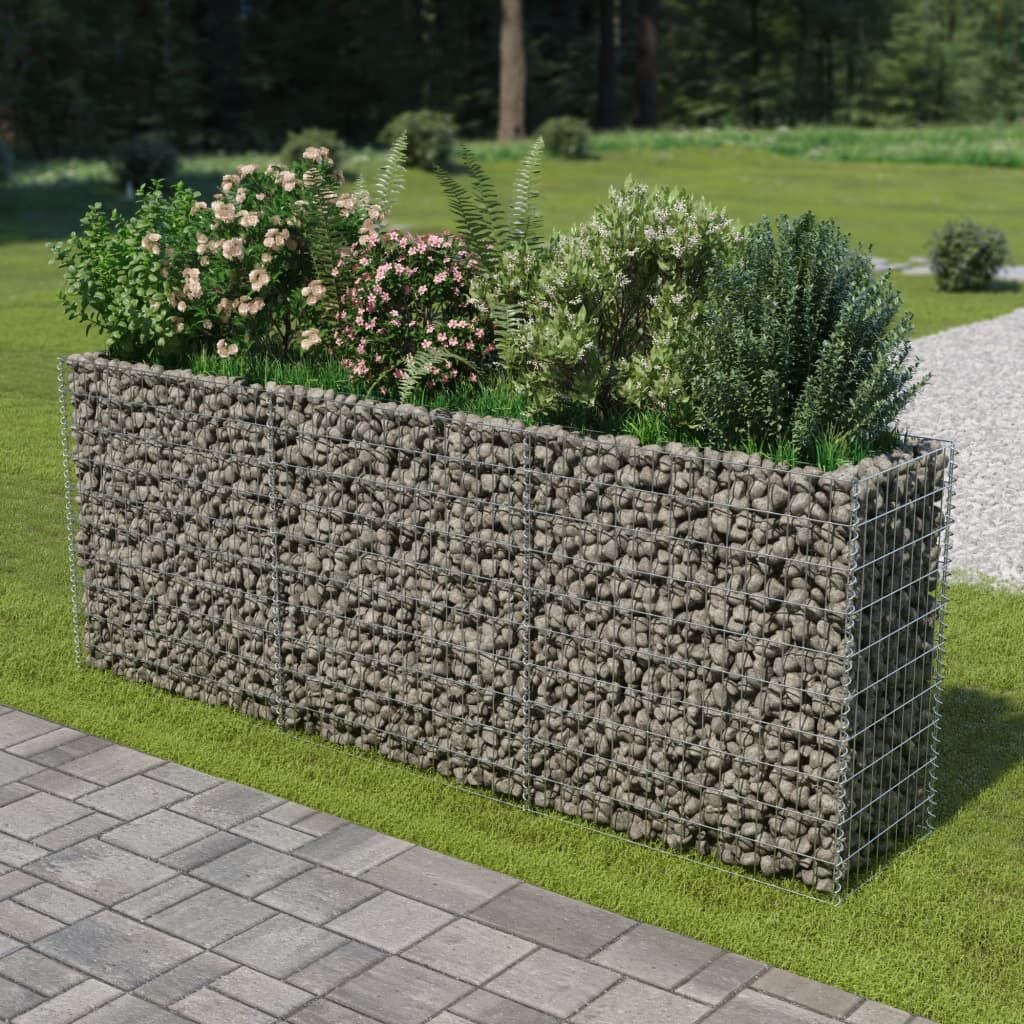 vidaXL Габион повдигната леха, поцинкована стомана, 270x50x100 cм