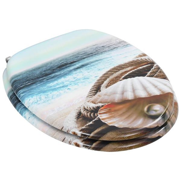 vidaXL WC тоалетна седалка с капак МДФ морски дизайн