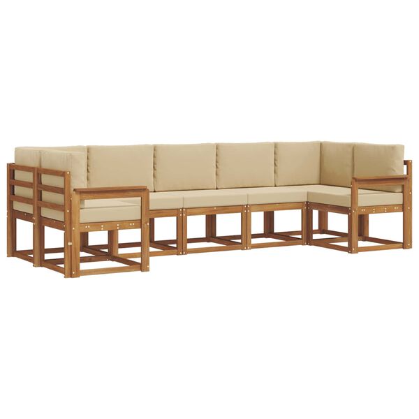 vidaXL Комплект дивани за открито 7 pcs Натурален и Бежов