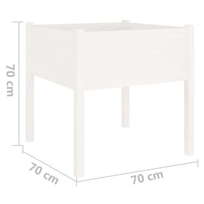 vidaXL Градински сандък, бял, 70x70x70 см, бор масив