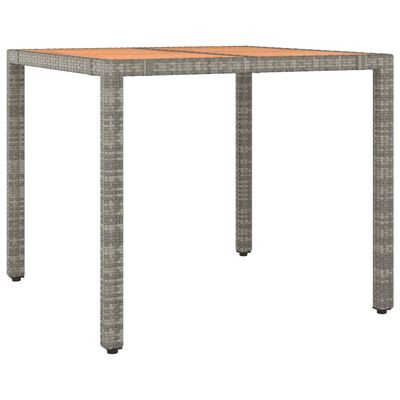 vidaXL Градинска маса с дървен плот, сива, полиратан и акация масив